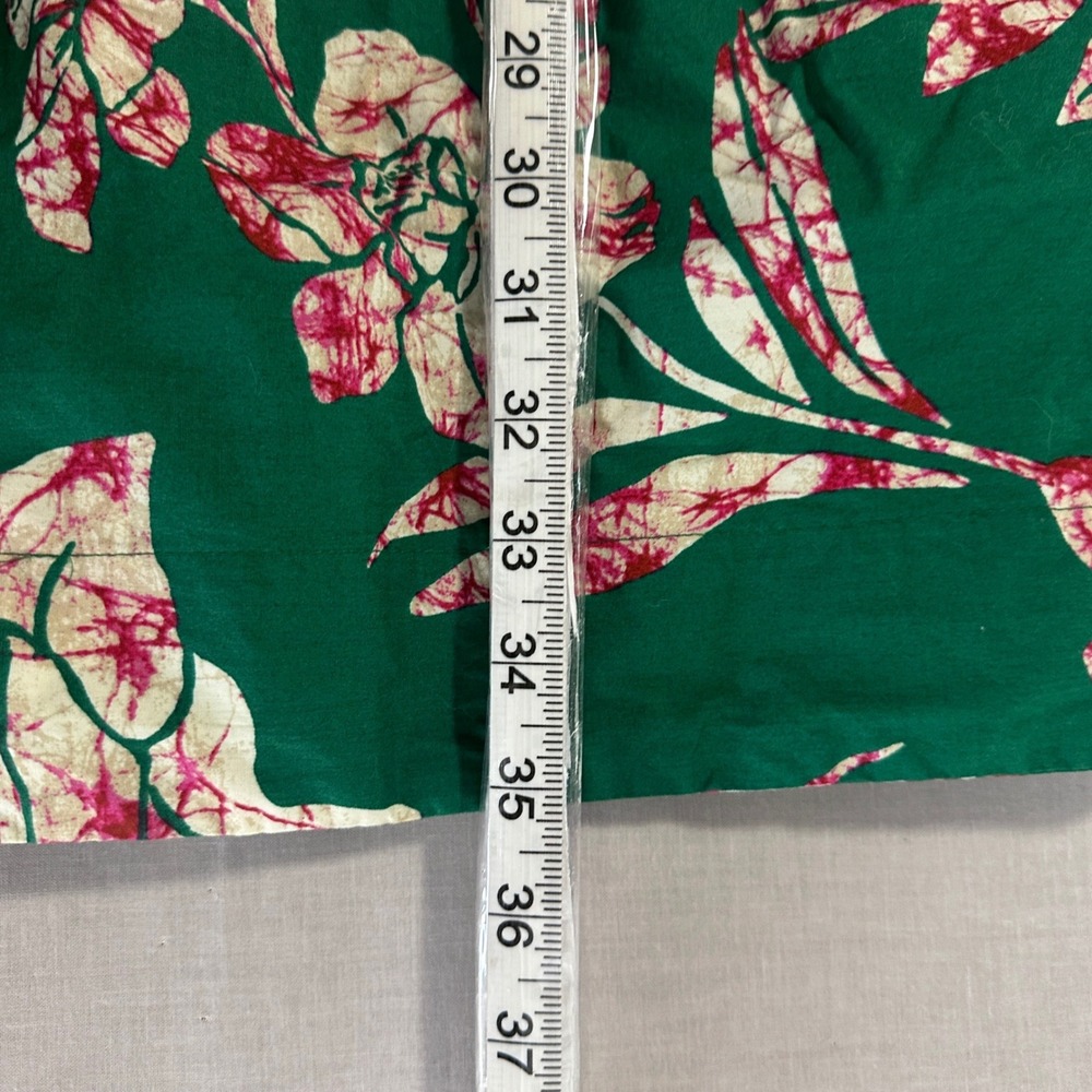 Anthropologie Women's L Maxi Skirt Green Tropical Floral Tiered Cotton Vacation - Picture 6 of 8